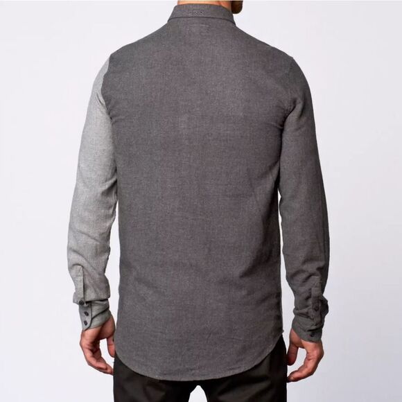 Stylish Gray diagonal button up - Picture 2 of 3